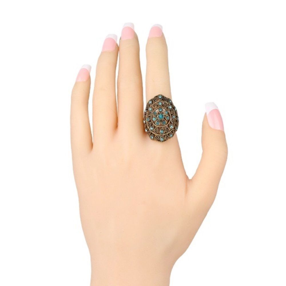 Turkish Multi Color Crystal Statement Cocktail Ring - Picture 4 of 8